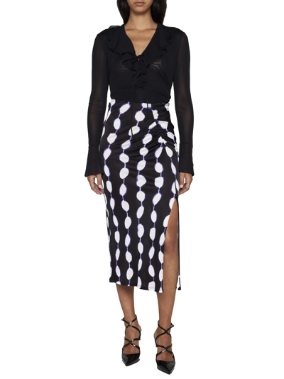 Shop Diane Von Furstenberg Skirt In Shibori Dot Lg Black