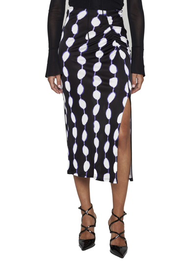 Shop Diane Von Furstenberg Skirt In Shibori Dot Lg Black