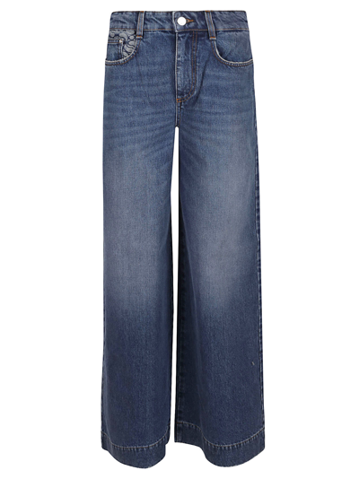 Shop Stella Mccartney Dark Blue Vintage And S Wave Wide Leg Jeans