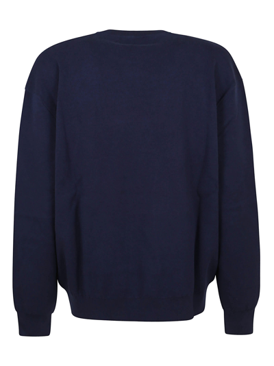 Shop Alexander Mcqueen Round Neck Sweater In Midnght Blue Ivory