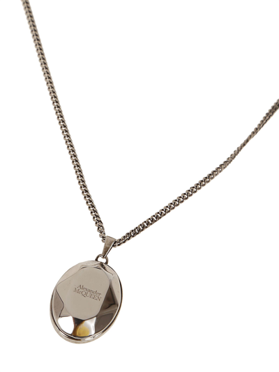 Shop Alexander Mcqueen Faceted Stone Necklace In Sil V B Antil