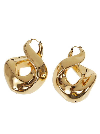 Shop Alexander Mcqueen Twisted Earrings In Oro O.b Antl
