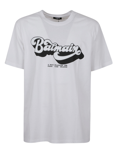 Shop Balmain 70s T-shirt - Bulky Fit In Gab Blanc Noir