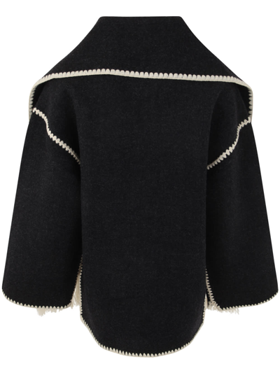 Shop Totême Embroidered Scarf Jacket In Dark Grey Melange