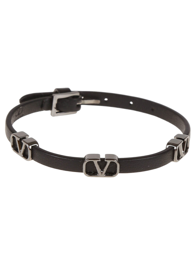 Valentino Garavani Vlogo Signature Leather Bracelet - White