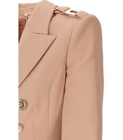 Shop Elisabetta Franchi Crepe Double-breasted Jacket In Rosa