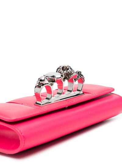 Shop Alexander Mcqueen The Slush Pink Clutch With Skull Detail In Leather Woman