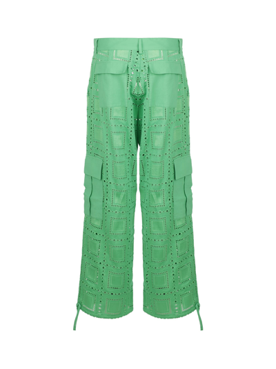 Shop Msgm Perforated-detail Cargo Trousers