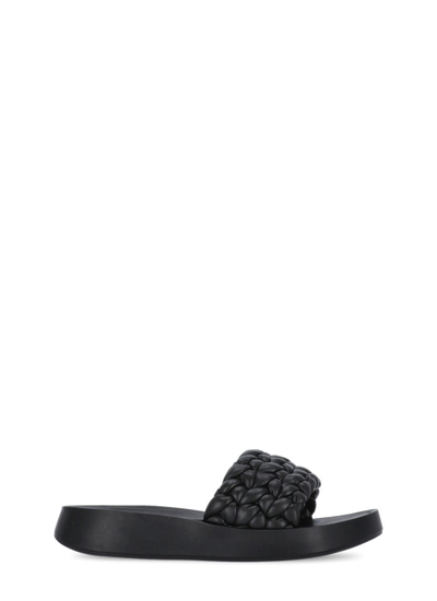 Ash Woman Sandals Black Size 5 Soft Leather In Black