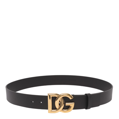 Shop Dolce & Gabbana Dg Buckle Logo Belt In Black