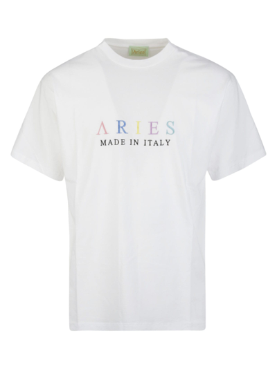 Shop Aries United Colours Of  Embroidered Ss Tee In White