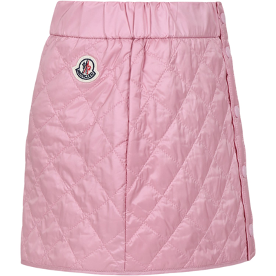 Shop Moncler Pink Skirt For Girl With Logo