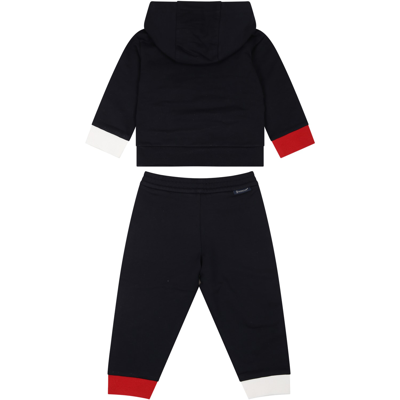 Shop Moncler Blue Suit For Baby Boy With Logo