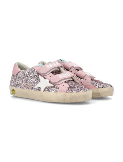 Shop Golden Goose Old School Glitter Sneakers In Lilac/white/pink