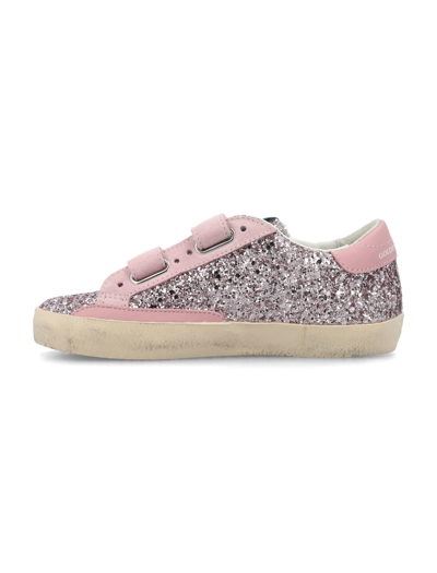 Shop Golden Goose Old School Glitter Sneakers In Lilac/white/pink