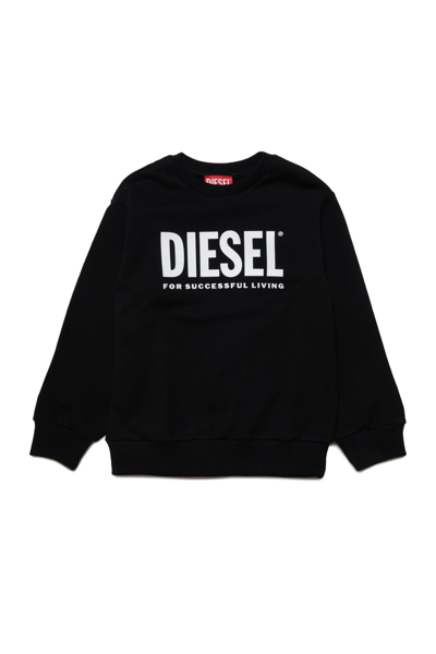 Shop Diesel Lsfort Di Over Sweaters  Cotton Crew-neck Sweatshirt With Logo In Black