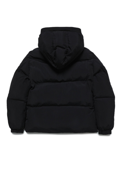 Shop Diesel Jpil Jacket  Hooded Down Jacket With Patches In Black
