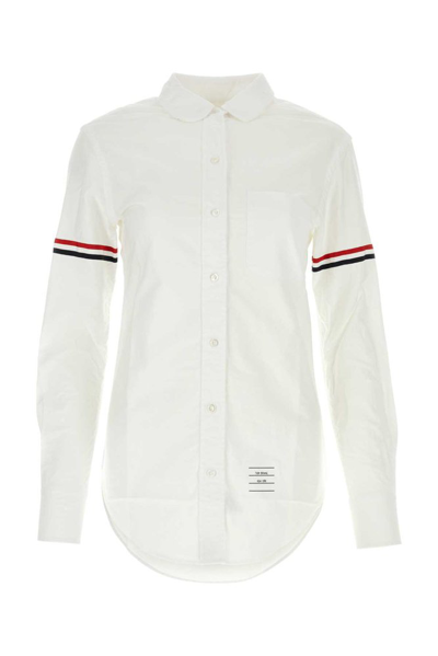 Shop Thom Browne Rwb Striped Buttoned Shirt In White