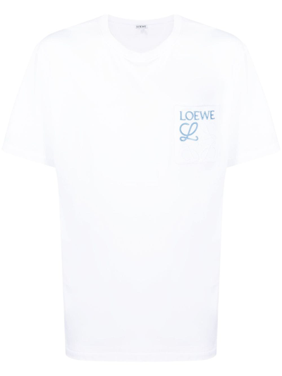 Shop Loewe Logo-embroidered Cotton T-shirt In White