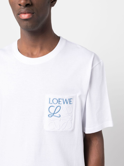 Shop Loewe Logo-embroidered Cotton T-shirt In White