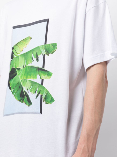 Shop Blue Sky Inn Leaf-print Cotton T-shirt In White