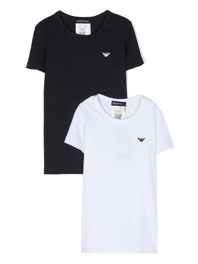 Emporio Armani Logo-embroidered Cotton T-shirt (set Of Two) In Blue