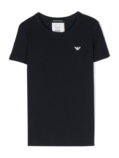 Emporio Armani Logo-embroidered Cotton T-shirt (set Of Two) In Blue