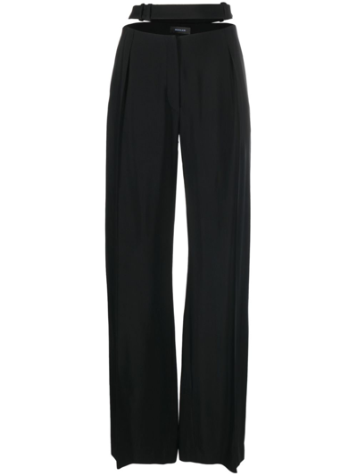 Shop Mugler Cut-out Wide-leg Tailored Trousers In Black
