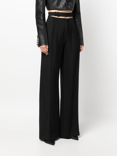 Shop Mugler Cut-out Wide-leg Tailored Trousers In Black