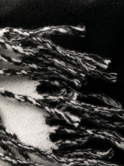 Moncler Fringed Striped Wool-blend Jacquard Poncho In Black