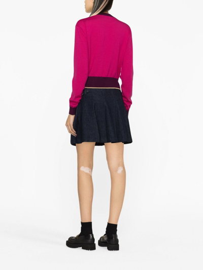 Shop Versace Jeans Couture Intarsia-knit Logo Jumper In Pink