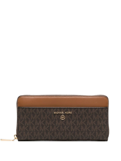 Michael Kors Jet Set Charm Leather Wallet In Brown