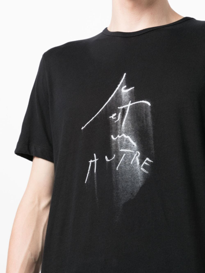 Shop Ann Demeulemeester Graphic-print Cotton T-shirt In Black
