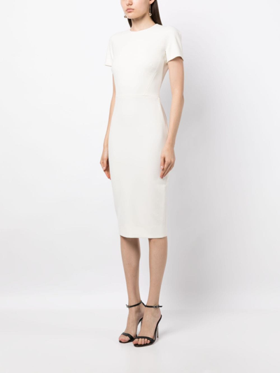 Shop Victoria Beckham Crepe Short-sleeve Midi Dress In White