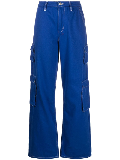 Shop Ksubi Drill Cotton Cargo Trousers In Blue