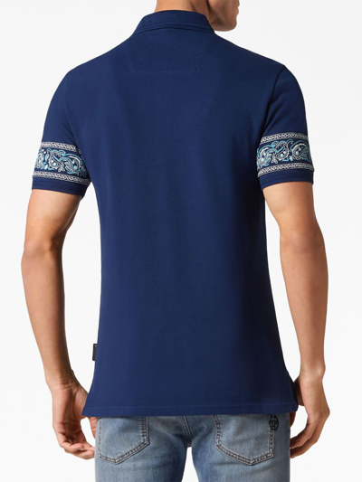 Shop Philipp Plein Logo-patch Cotton Polo Shirt In Blue