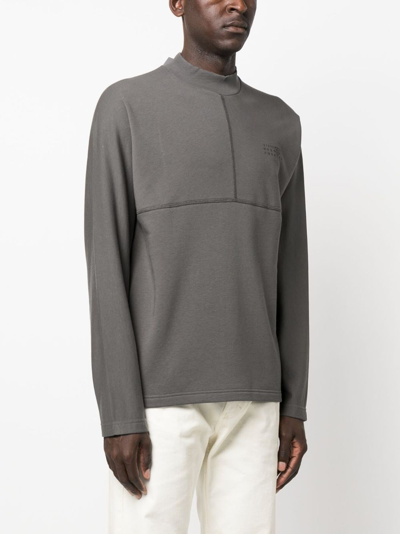 Shop Mm6 Maison Margiela Logo-print High-neck Sweatshirt In Grey