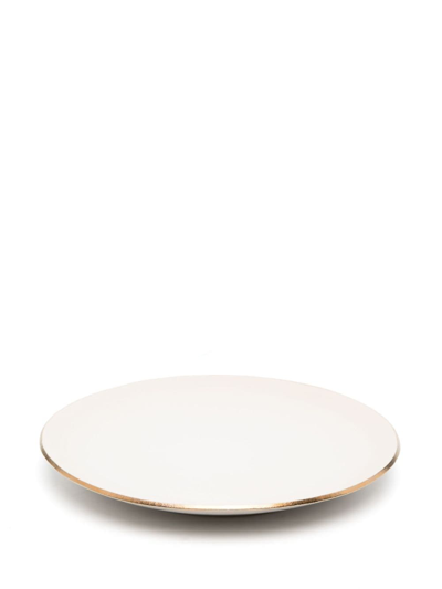 Shop Maison Margaux Contrast-edge Ceramic Dinner Plates (set Of 4) In Neutrals