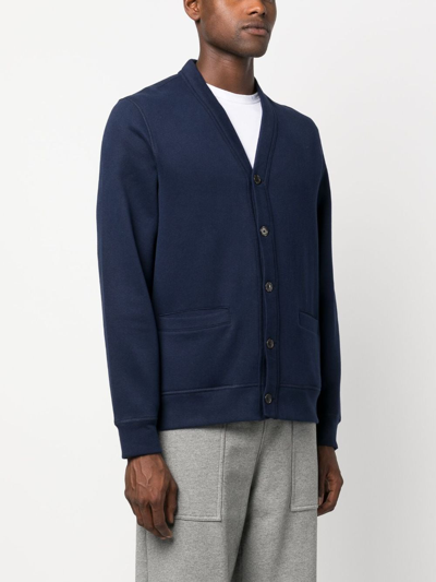 Shop Polo Ralph Lauren Logo-embroidered Long-sleeve Cardigan In Blue