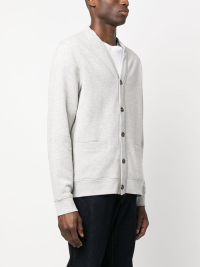 Shop Polo Ralph Lauren Logo-embroidered Long-sleeve Cardigan In Grey
