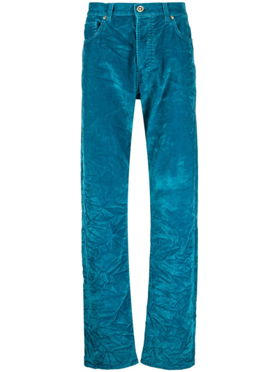 Shop Versace Medusa Slim-fit Jeans In Blue