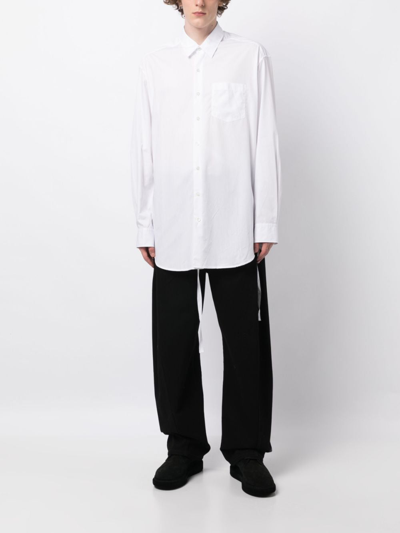 Shop Ann Demeulemeester Text-print Long-sleeves Poplin Shirt In White