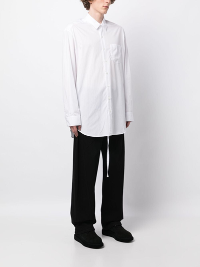 Shop Ann Demeulemeester Text-print Long-sleeves Poplin Shirt In White