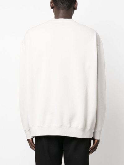 Shop Lanvin Logo-embroidered Cotton Sweatshirt In Grey