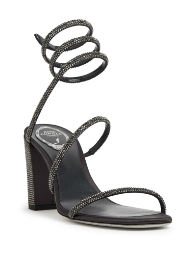 Shop René Caovilla Cleo 80mm Crystal-embellished Sandals In Black