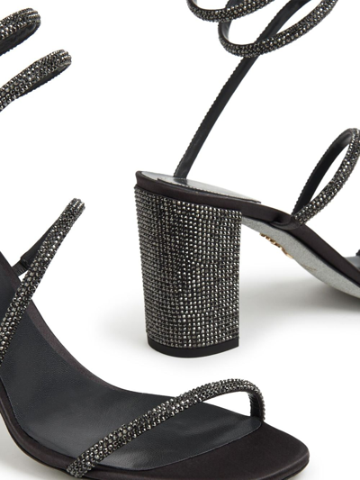 Shop René Caovilla Cleo 80mm Crystal-embellished Sandals In Black