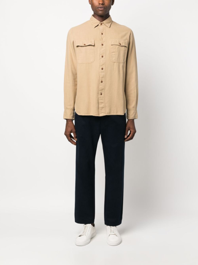 Shop Polo Ralph Lauren Long-sleeve Cotton Shirt In Neutrals