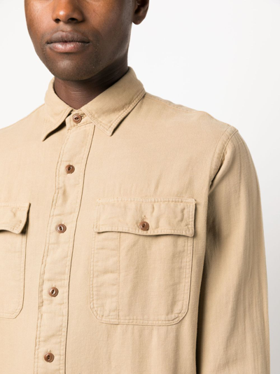 Shop Polo Ralph Lauren Long-sleeve Cotton Shirt In Neutrals