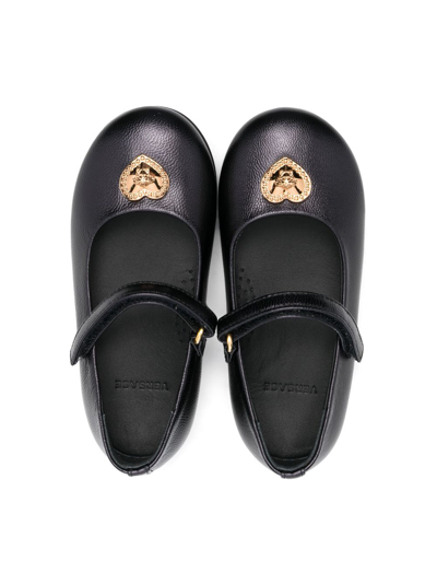 Shop Versace Heart Medusa Leather Ballerina Shoes In Black