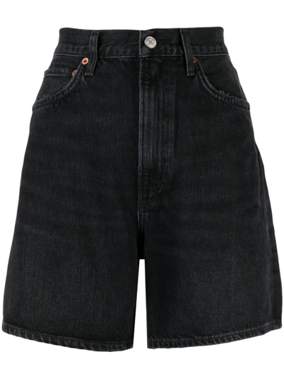 Shop Agolde Stella Organic-cotton Shorts In Black